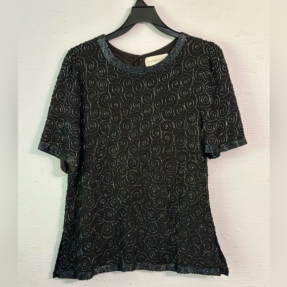 VINTAGE PARISIAN ROOM - 100% SILK TOP - Sz L - Picture 1 of 3